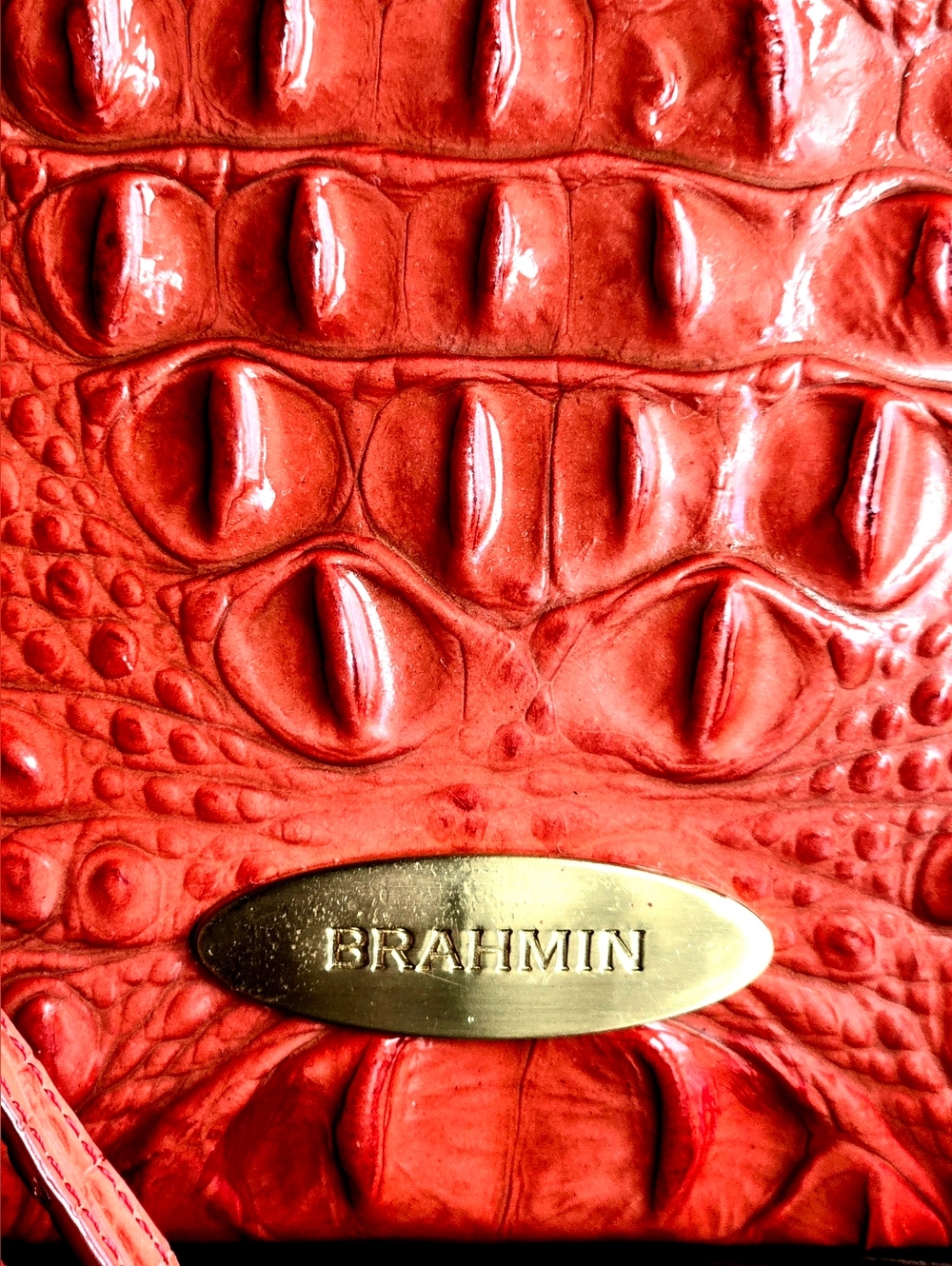 Brahmin Melbourne Red/Orange Clutch With Detatchable Wristlet Strap